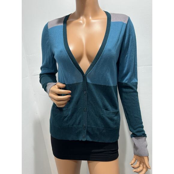 halogen cardigan Mixed Blue Color Viscose And Linen - Picture 1 of 10